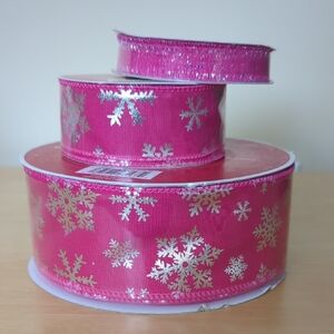 Celebrate It Pink and Silver Snowflake Ribbon
